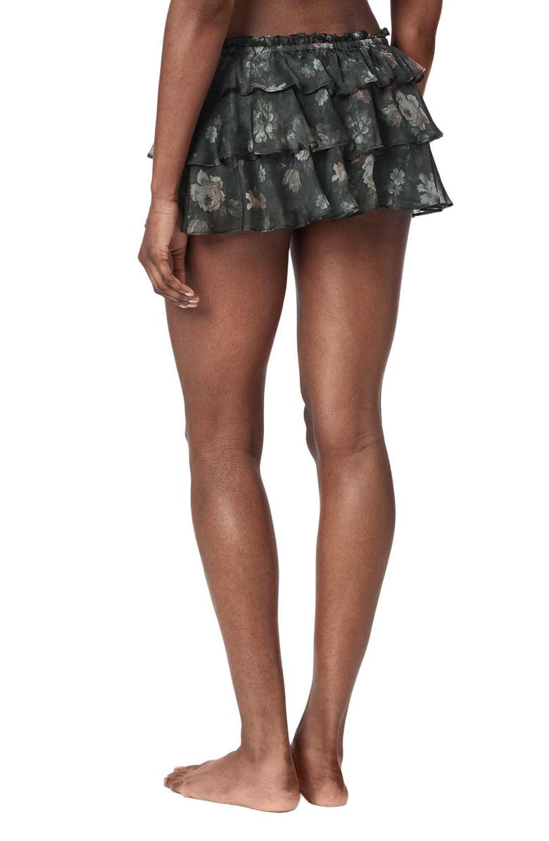 AllSaints Ruffle Silk Skort, Alternate, color, Jardinia Deep Green
