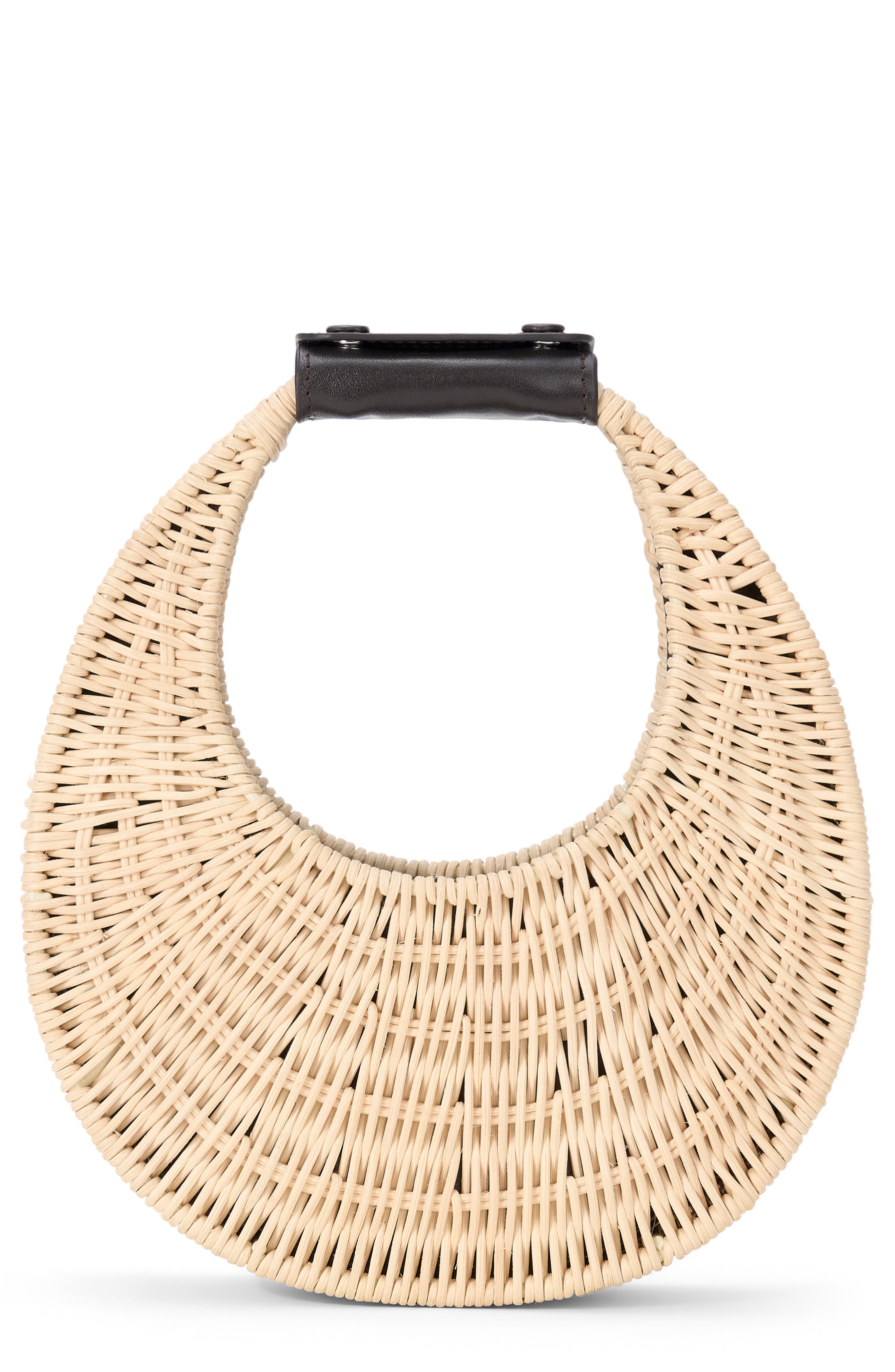 STAUD Good Night Moon Wicker Top Handle Bag, Main, color, Natural