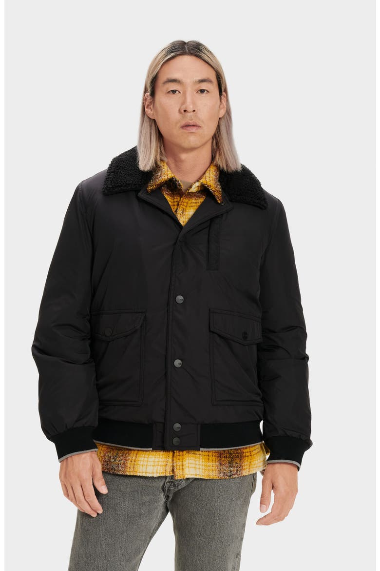 Ethan Water Resistant Down Bomber Jacket, Alternate, color, BLACK