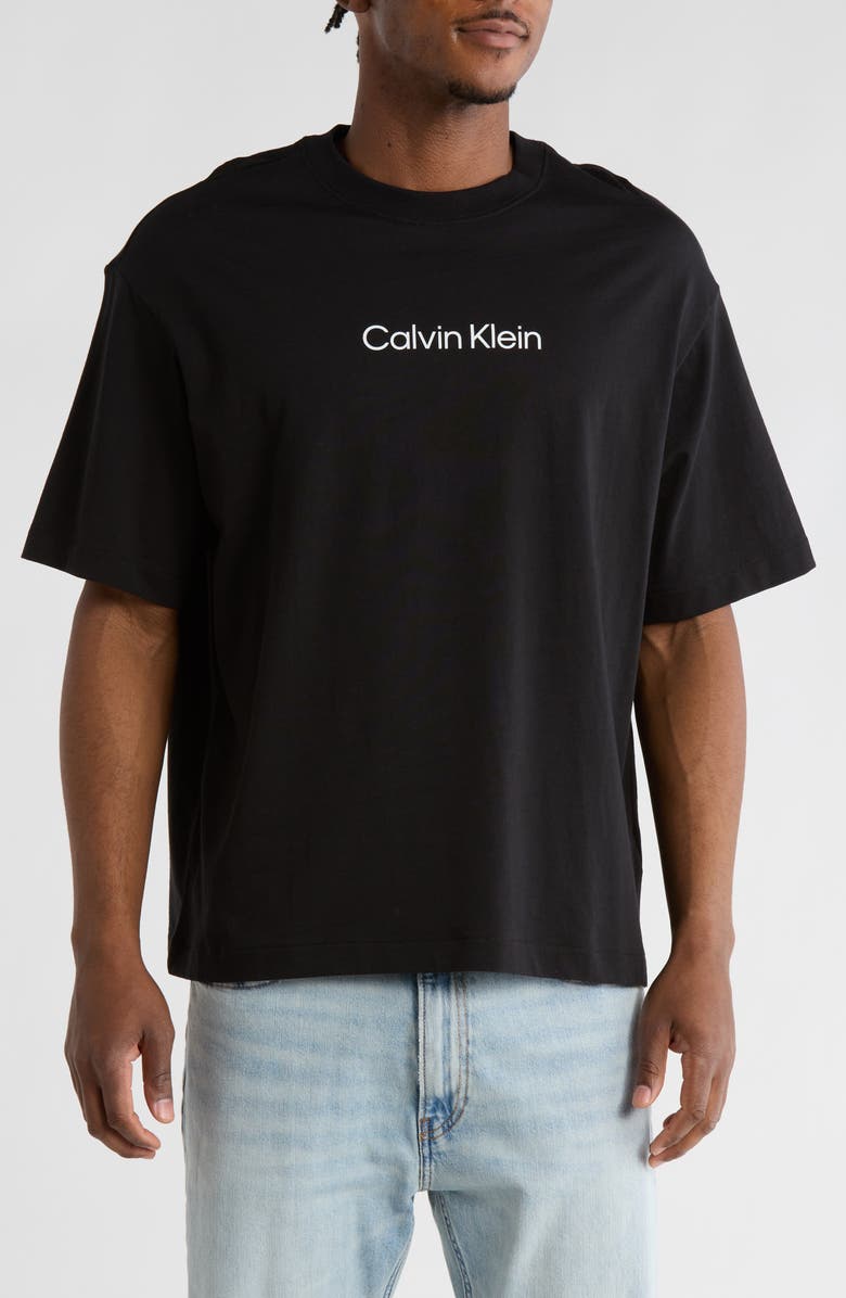Calvin Klein Relaxed Standard Logo Cotton T-Shirt, Main, color, Black