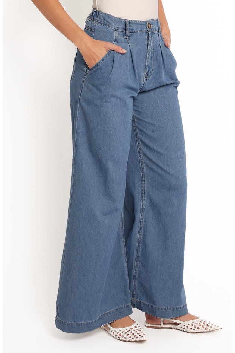 Rosalee Pleated Chambray Wide Leg Pants, Alternate, color, MEDIUM DENIM