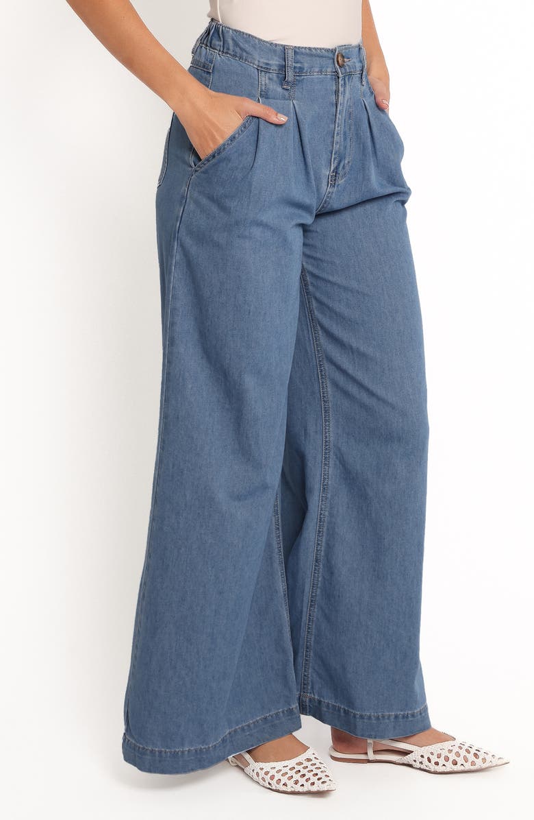 Petal & Pup Rosalee Pleated Chambray Wide Leg Pants, Alternate, color, Medium Denim