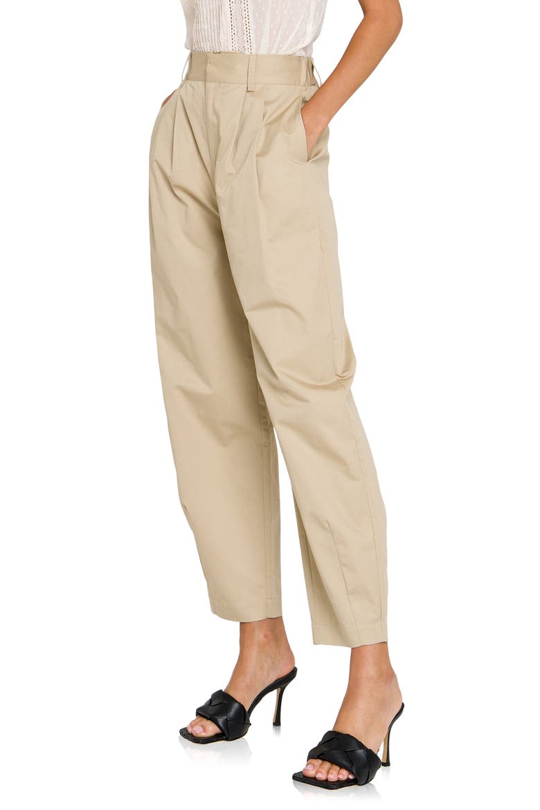 High Waist Pleated Trousers, Alternate, color, BEIGE