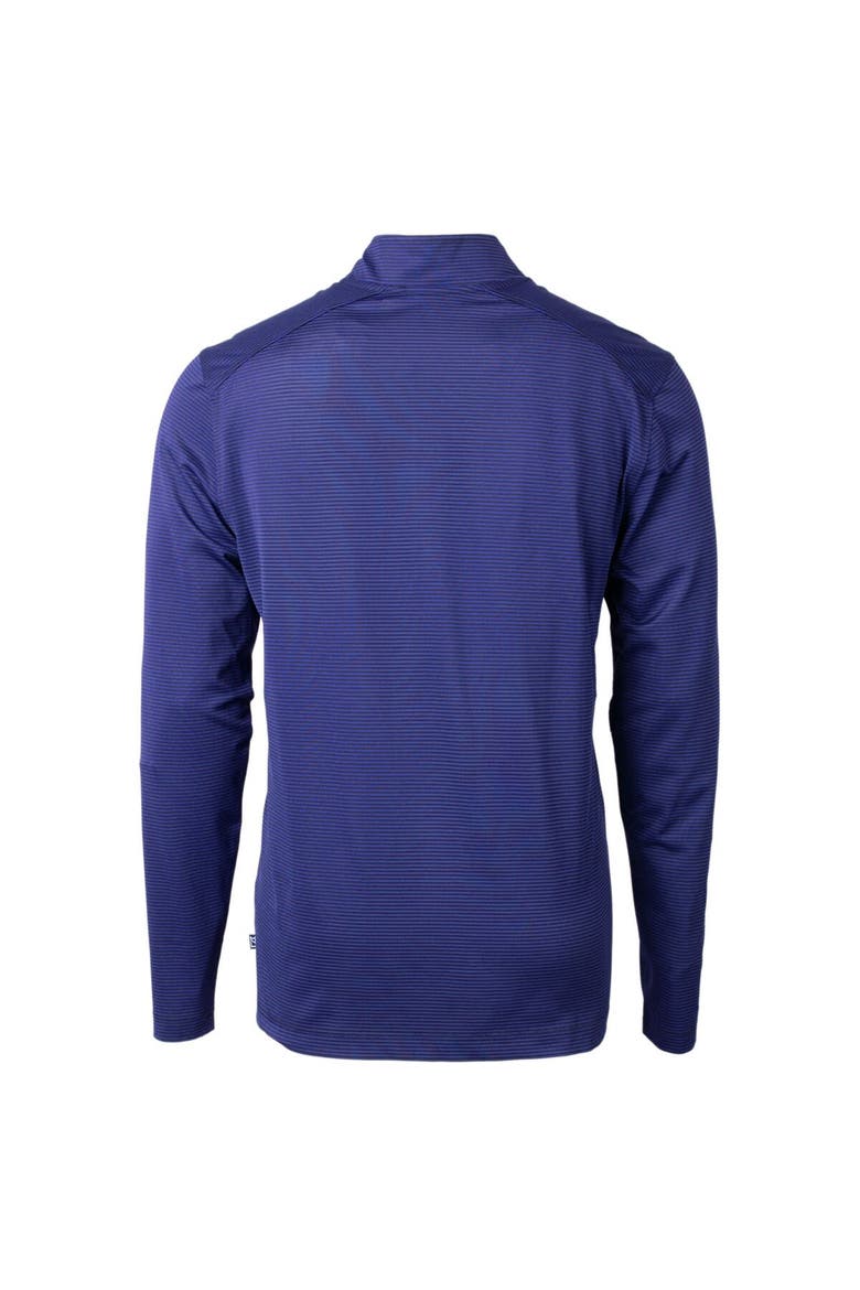 Men's Cutter & Buck Royal/Black Los Angeles Dodgers Virtue Eco Pique Micro Stripe Recycled Quarter-Zip Pullover Top, Alternate, color, Royal