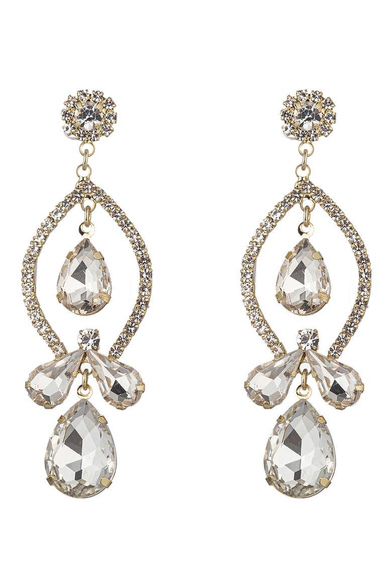 Crystal Drop Statement Earrings, Main, color, GOLD