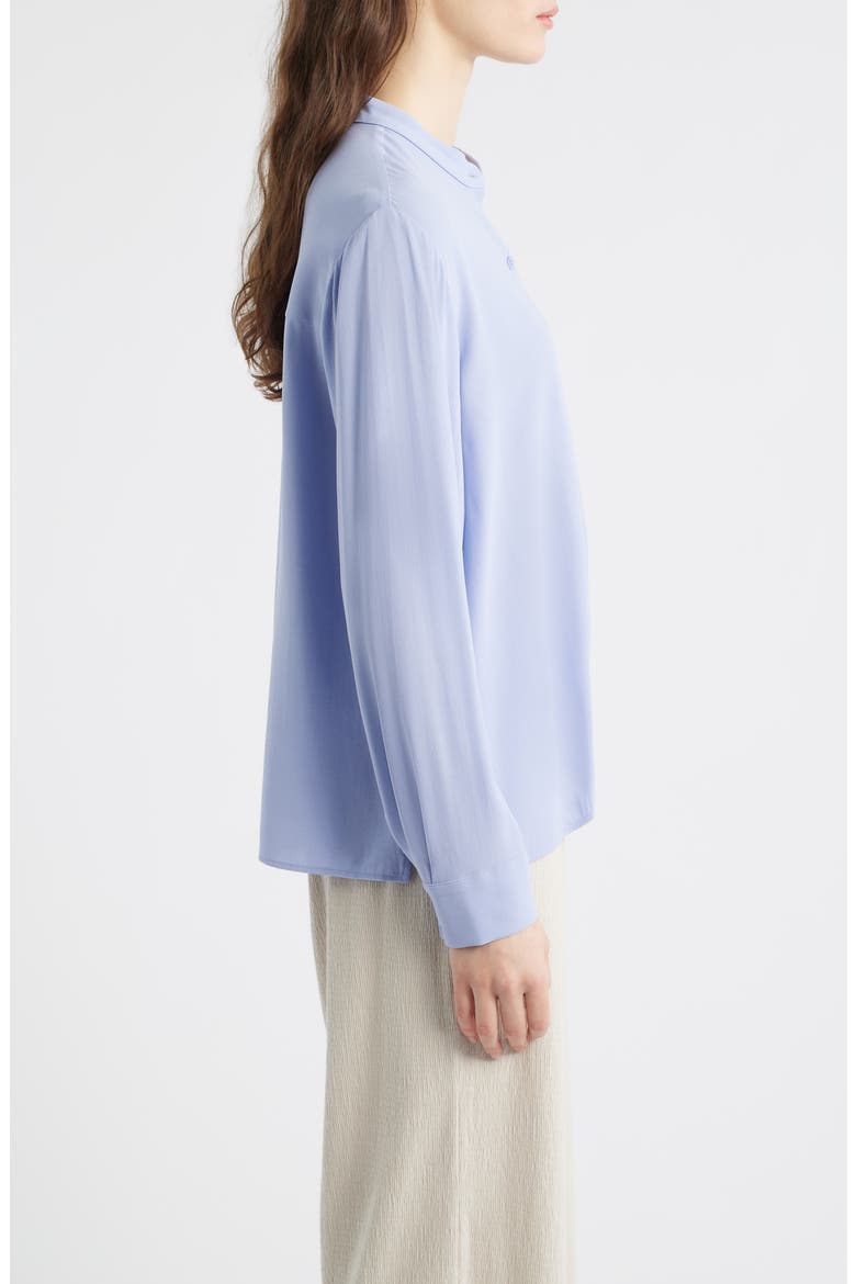 Mandarin Collar Silk Button-Up Shirt, Alternate, color, PLUME