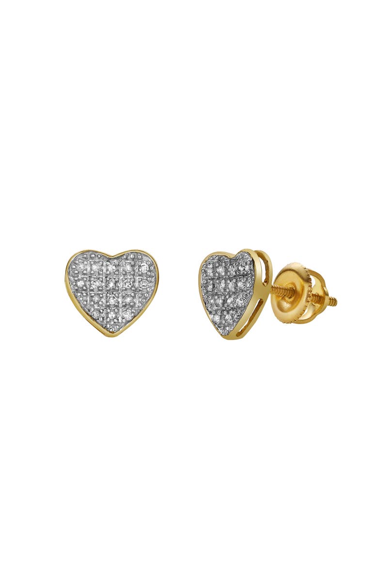LuvMyJewelry Beat 10K Yellow Gold Cluster Diamond Unisex Earrings - 0.09 Cts, Main, color, 