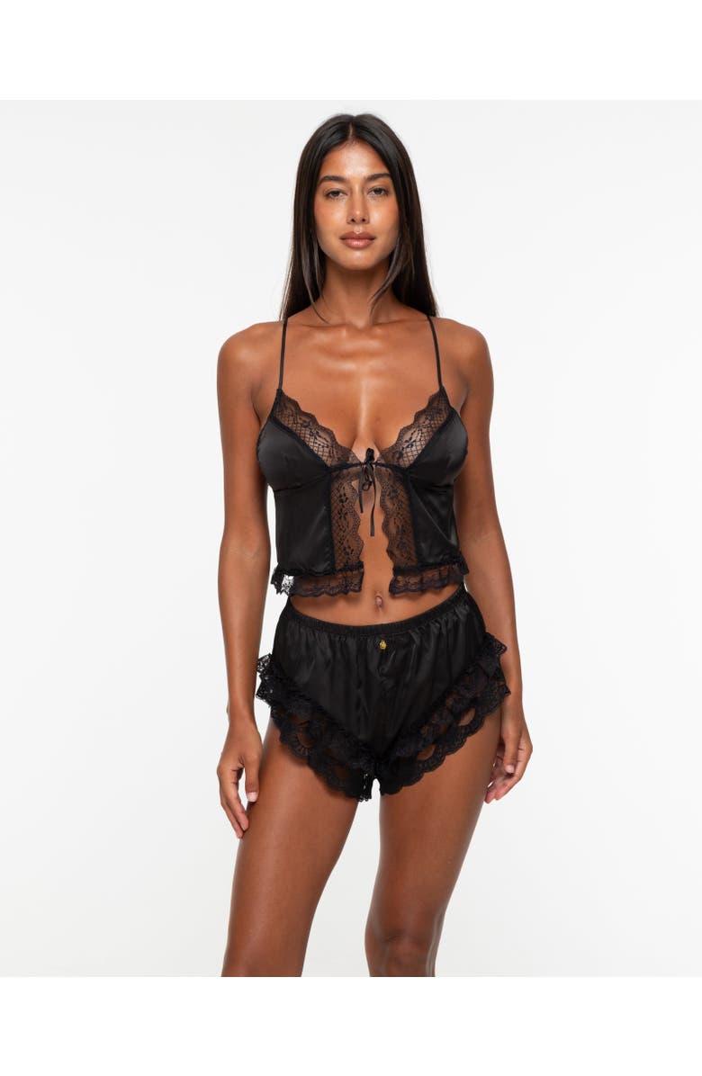 One Empire Kaia Lace Camisole Short Set, Alternate, color, Black