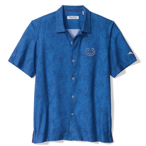 Men's Tommy Bahama Royal Indianapolis Colts Saltwater Fronds Short Sleeve Button-Up Shirt