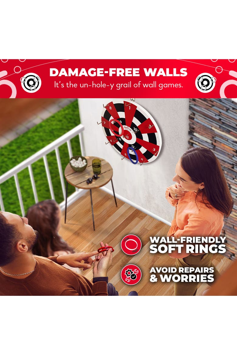 Hook Darts Ring Toss Game | Wood Board and Soft Rings, Alternate, color, Multicolored