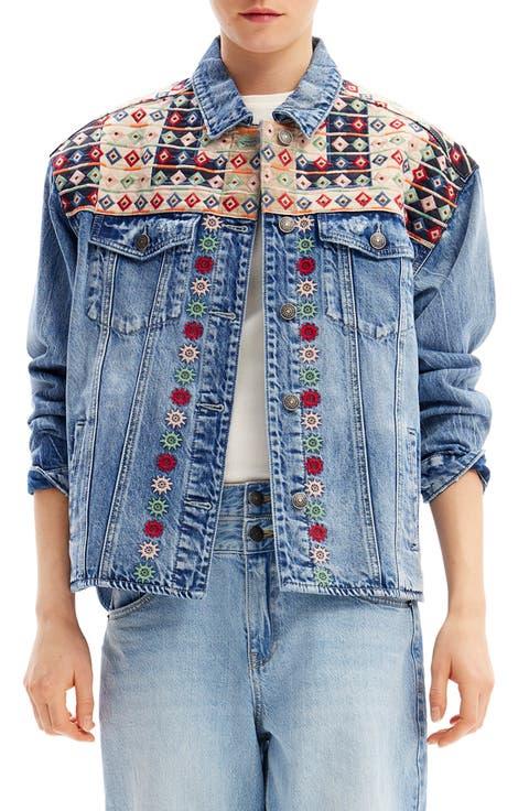 Embroidered Denim Trucker Jacket
