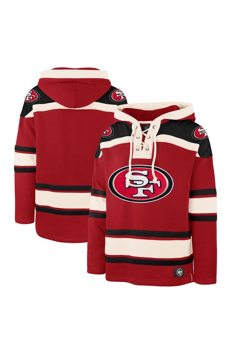 '47 Men's '47 Scarlet San Francisco 49ers Big & Tall Superior Lacer Pullover Hoodie, Alternate, color, 