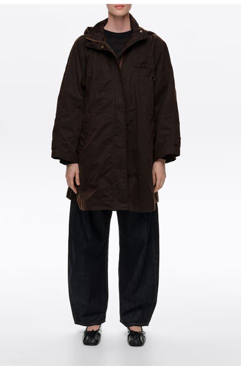 Waxed A-line Mid-length Trench