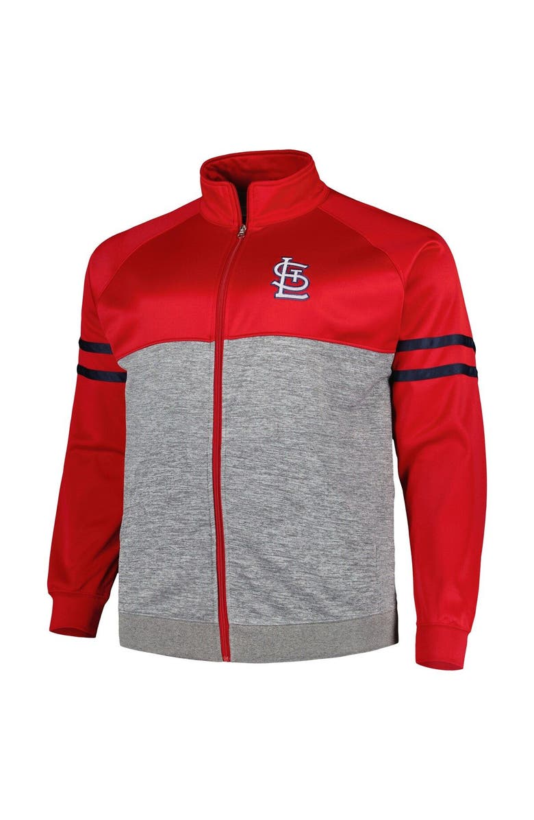 PROFILE Men's Red/Heather Gray St. Louis Cardinals Big & Tall Raglan Full-Zip Track Jacket, Alternate, color, Red