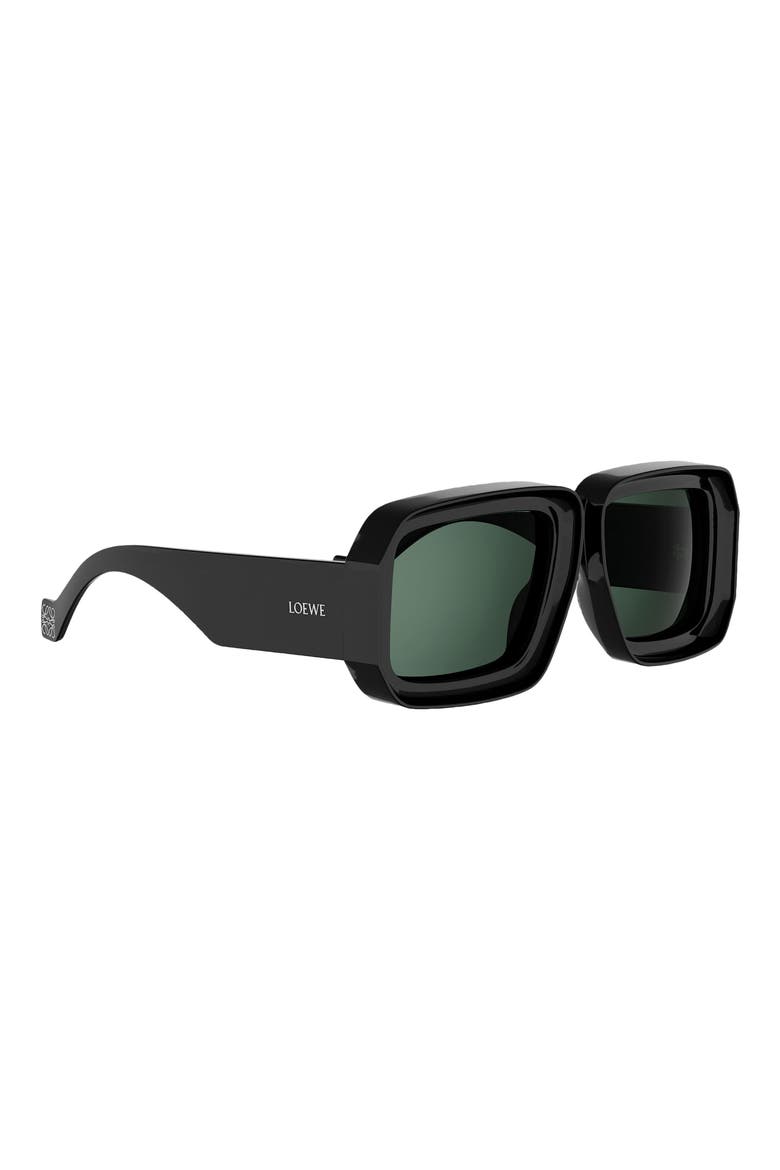 x Paula's Ibiza Dive In Mask 56mm Square Sunglasses, Alternate, color, SHINY BLACK / GREEN