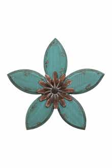 PARKLAND COLLECTION Teal/Red Antique Flower Wall Decor
