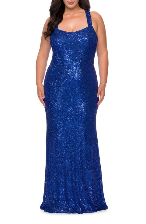 Stretch Lace Plus Size Dress with Criss Cross Back