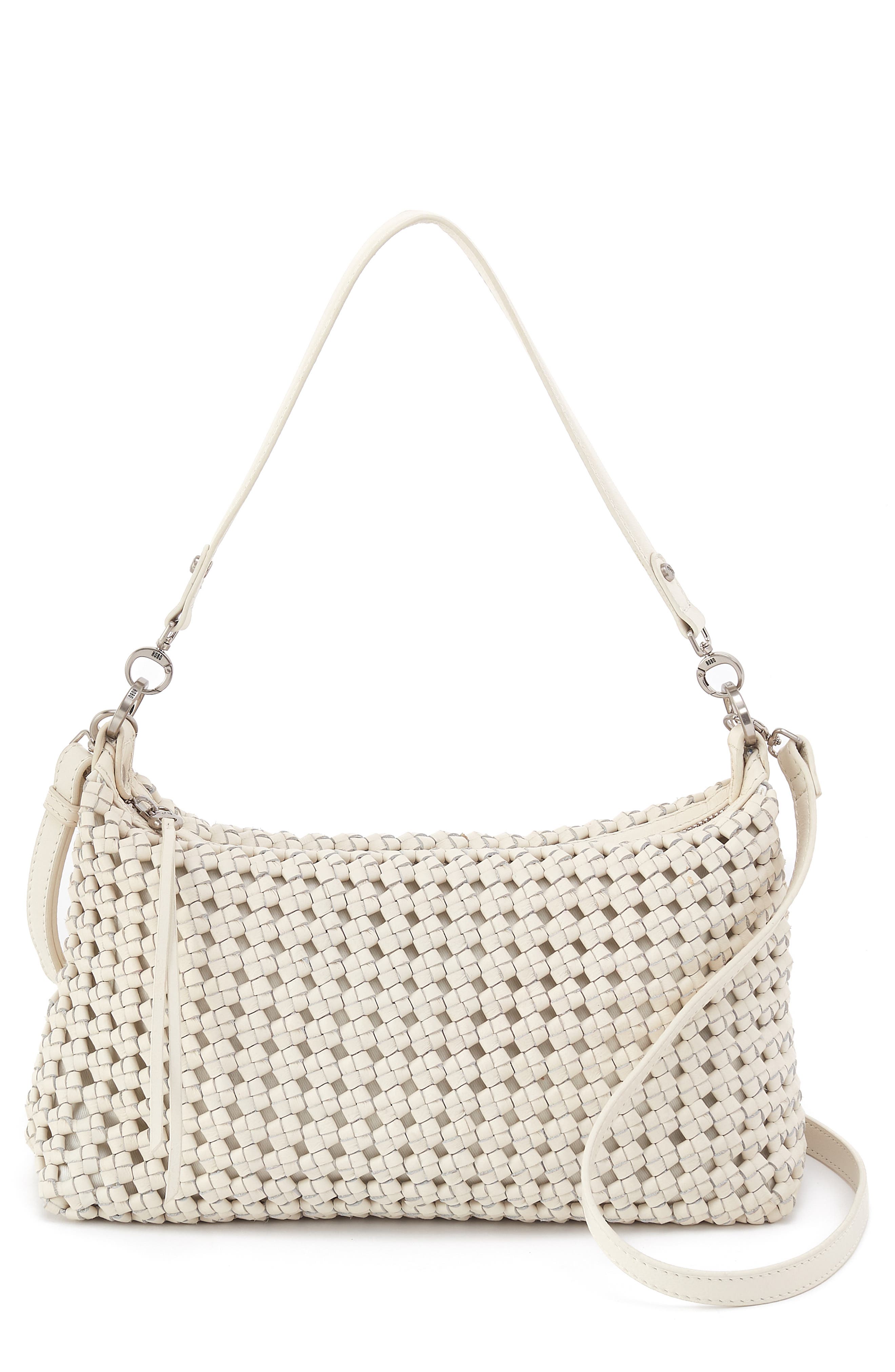 HOBO Avon Woven Leather Shoulder Bag, Main, color, Whitecap