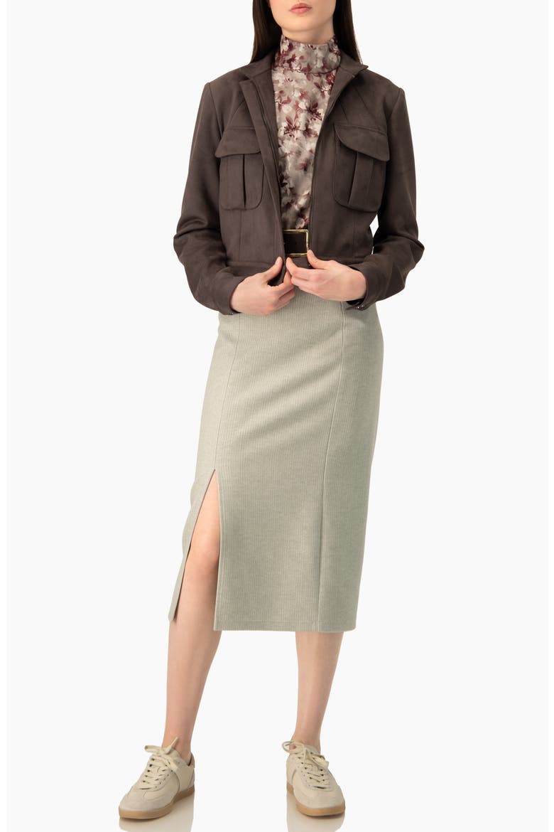 Pencil Midi Skirt With Front Slit, Alternate, color, Sand