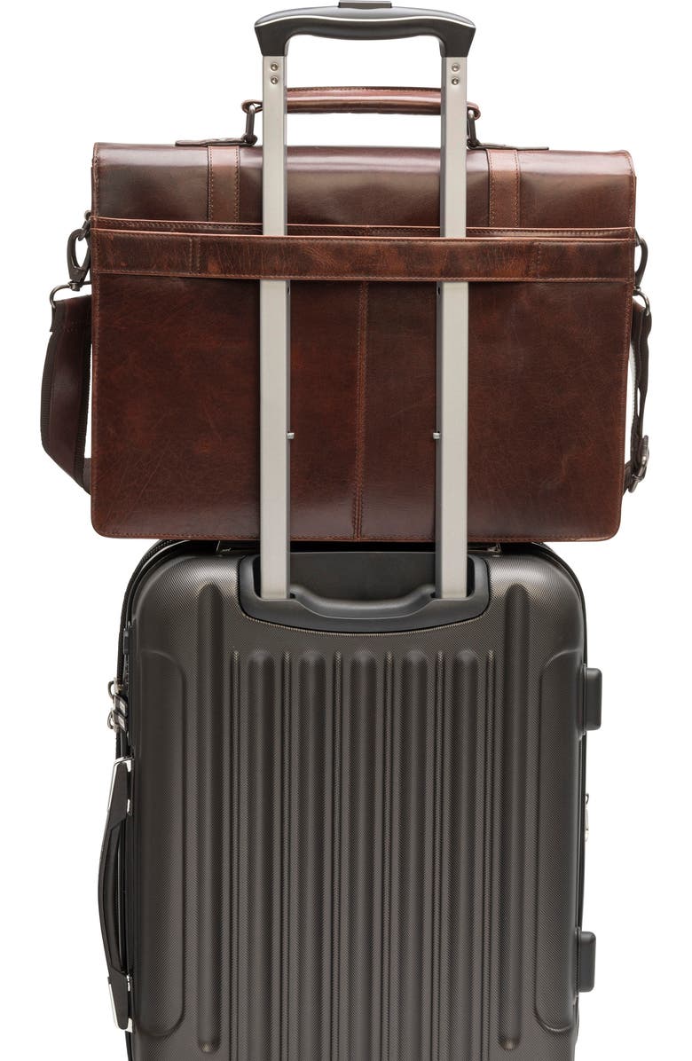 Mancini Double Compartment Flap Leather Briefcase, Alternate, color,