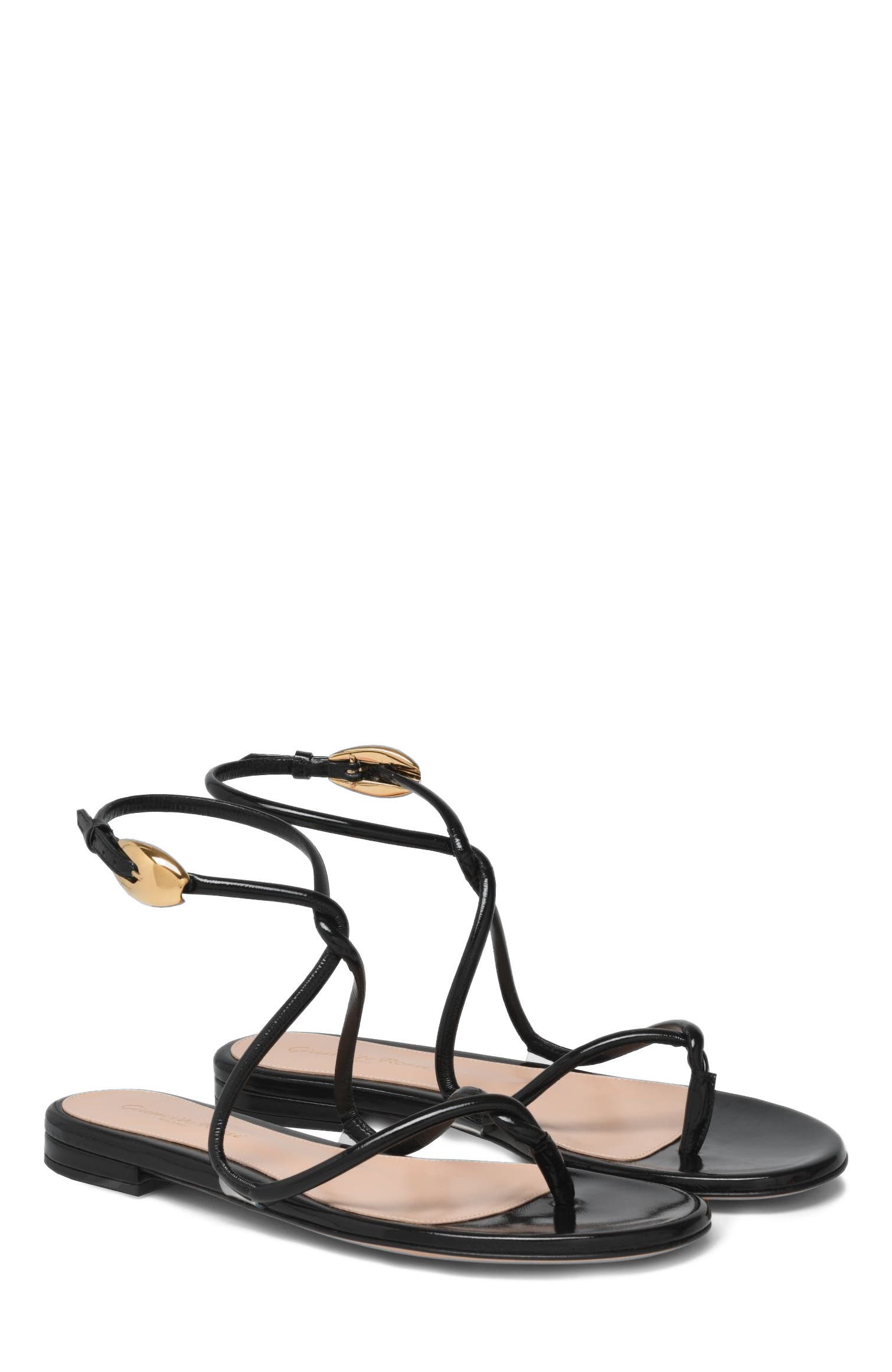 Gianvito Rossi Jungle Mamba Flat Sandals, Alternate, color, Black