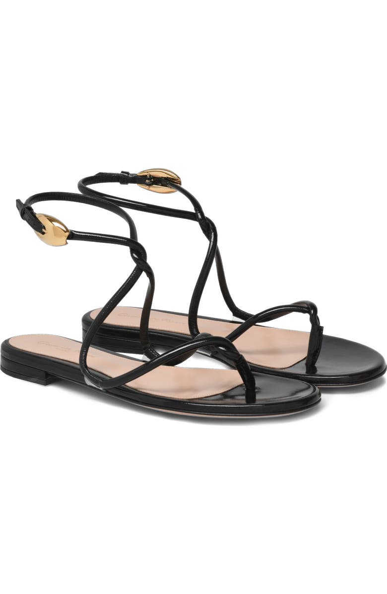 Gianvito Rossi Jungle Mamba Flat Sandals, Alternate, color, Black