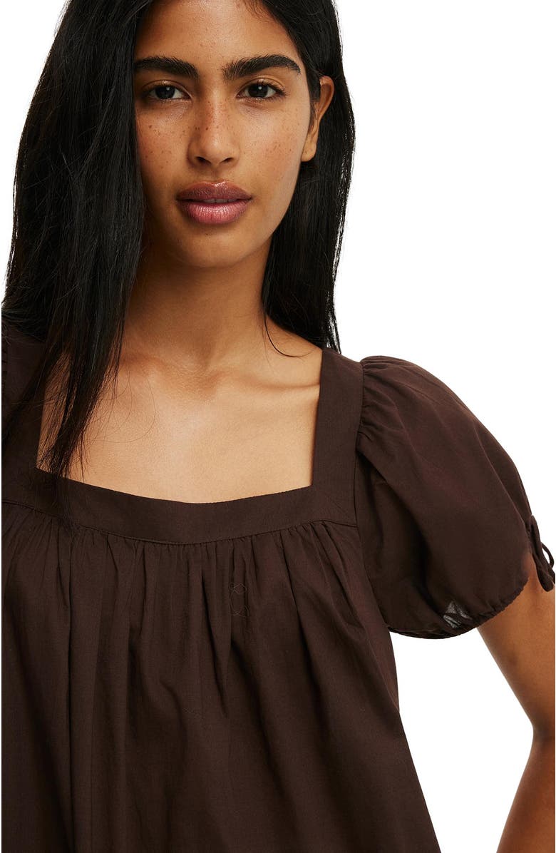 Cotton On Women's Eliza Babydoll Tunic Top, Alternate, color, Dark Oak
