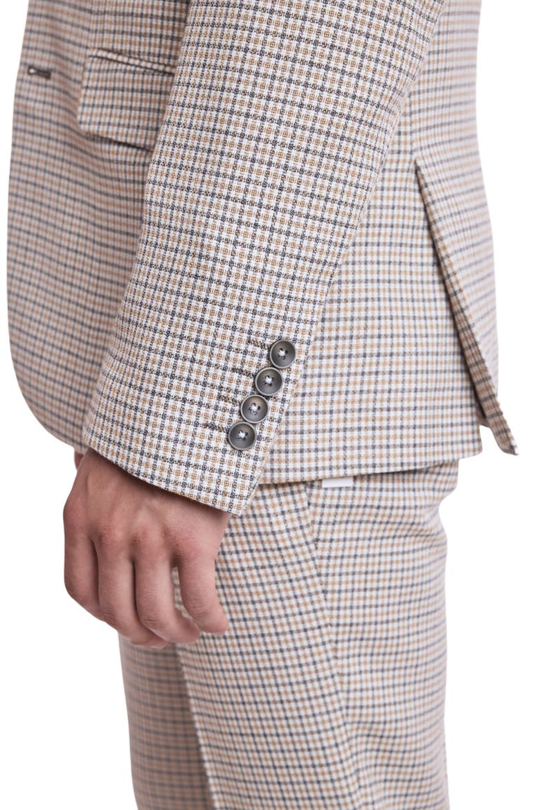 Ashton Slim Fit Plaid Sport Coat, Alternate, color, GREY WHITE YELLOW GINGHAM