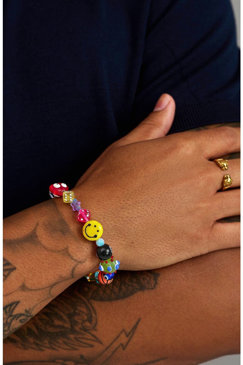 Happy Life Beaded Bracelet, Alternate, color, Multicolor