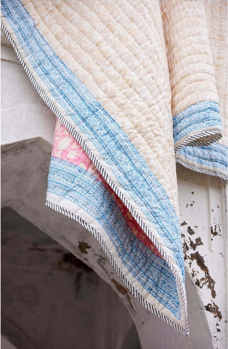 CQC LA MANA Quilt Bedding Set With 2 Shams, Alternate, color, White, Pink