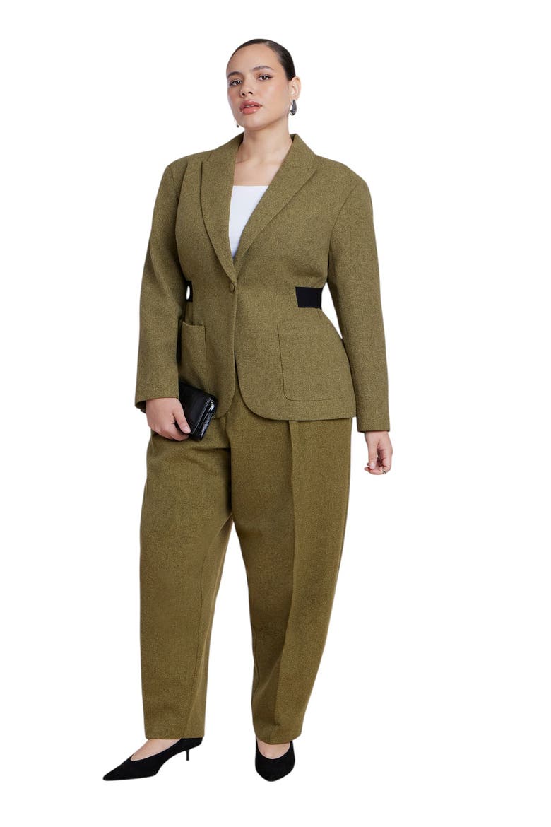 Cinched Elastic Waist Blazer, Main, color, AVOCADO