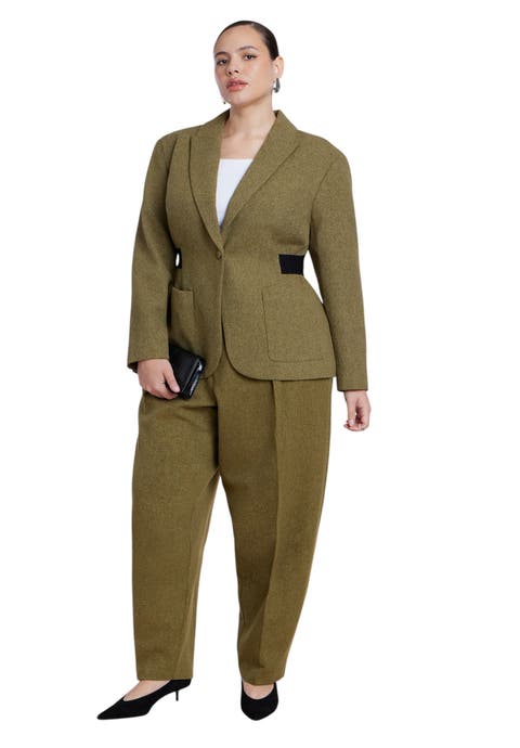 Cinched Elastic Waist Blazer