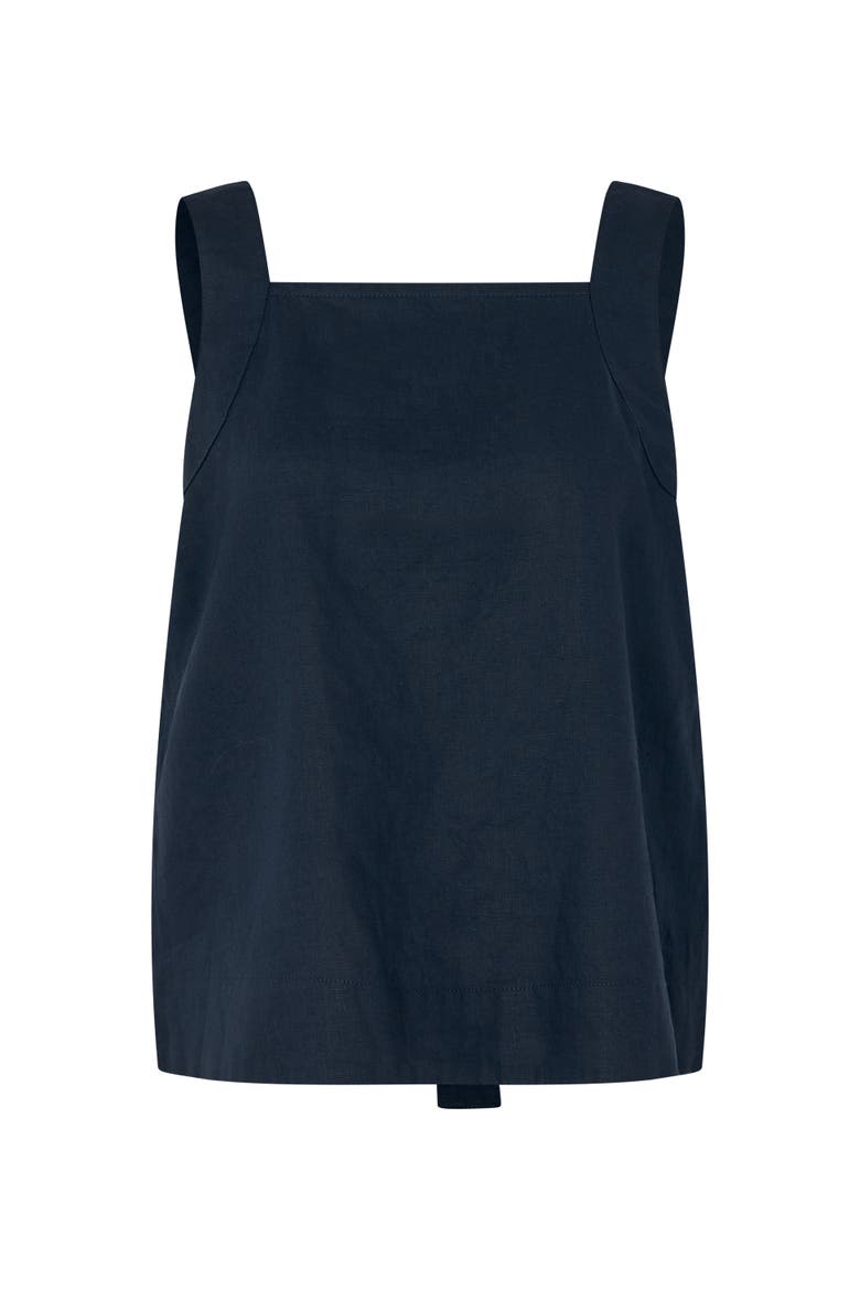 Madisa Linen Square Neck Top, Alternate, color, Navy
