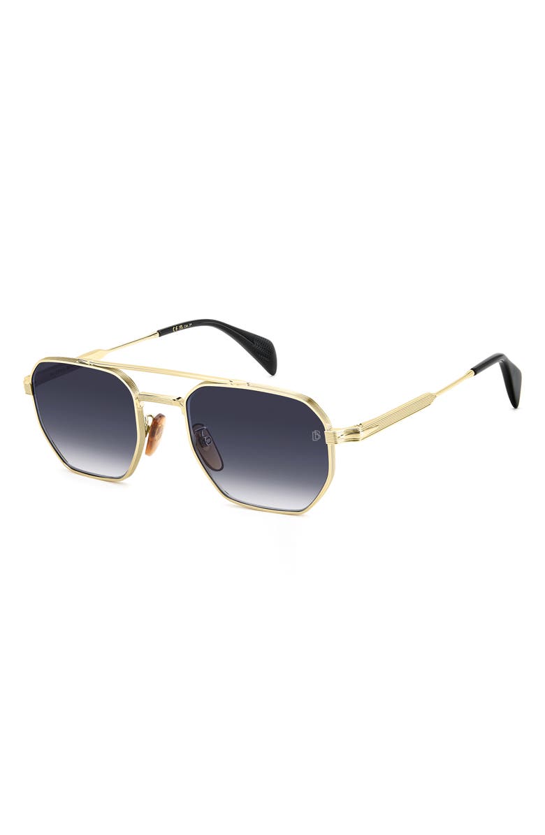David Beckham Eyewear 52mm Navigator Sunglasses, Alternate, color, Gold Black/ Bl Sf Ar