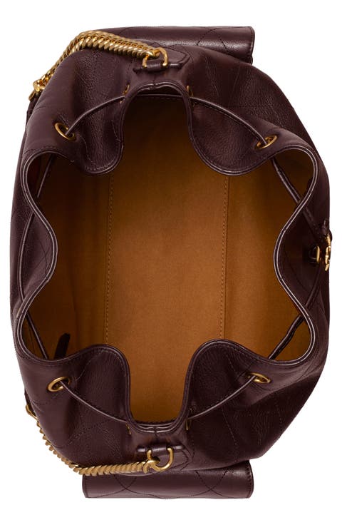 Large Charlie Quilted Leather Drawstring Shoulder Bag