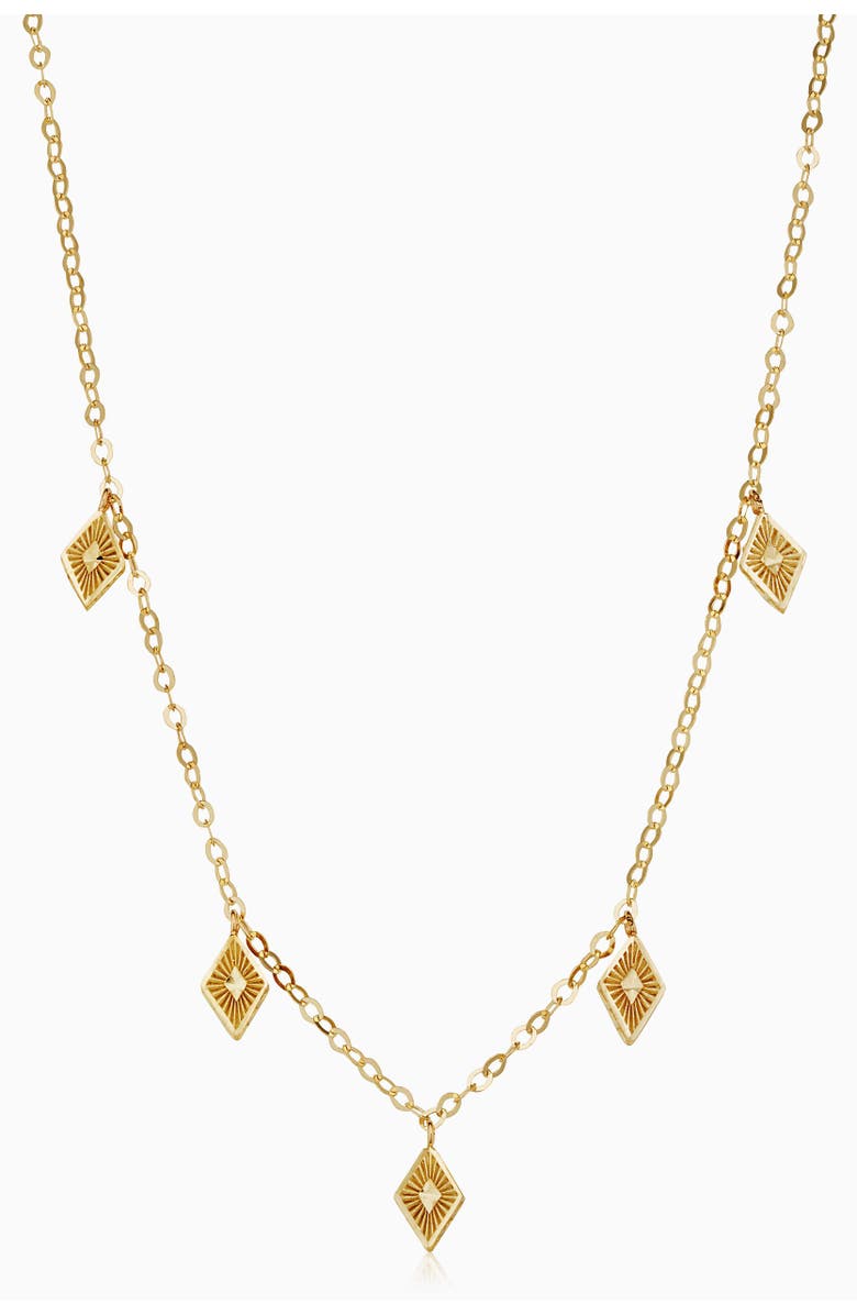 Oradina 14K Yellow Gold Roma Diamond Station Charm Necklace, Main, color, Yellow Gold