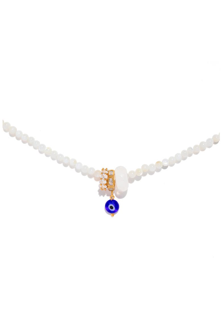 Evil Eye Beaded Necklace, Alternate, color, GOLD