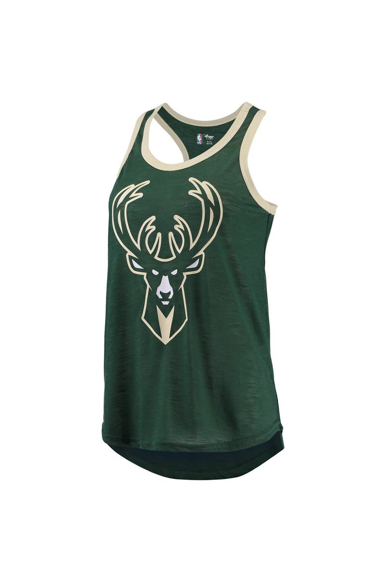 Women's G-III Sports by Carl Banks Hunter Green Milwaukee Bucks Showdown Scoop-Neck Racerback Tank Top, Alternate, color, Hunter Green