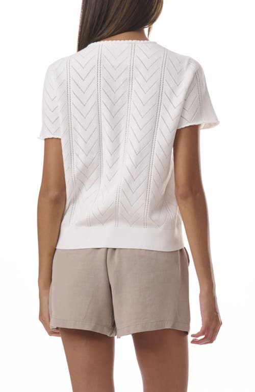 Shop Splendid Sabrina Pointelle Short Sleeve Sweater In White