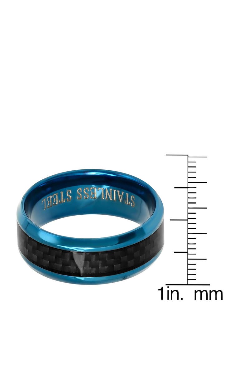 Men's Ion Plated Stainless Steel Band Ring, Alternate, color, BLACK/BLUE