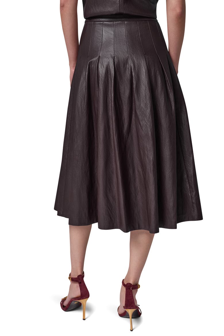 Pleated Faux Leather Midi Skirt, Alternate, color, ESPRESSO