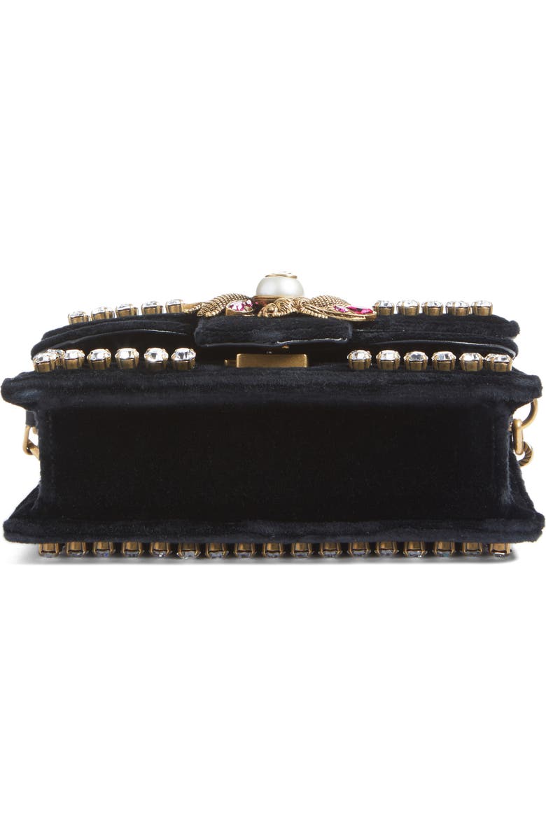 Gucci Broadway Bee Velvet Shoulder Bag, Alternate, color,