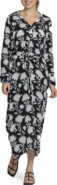 APNY Mix Print Long Sleeve Dress
