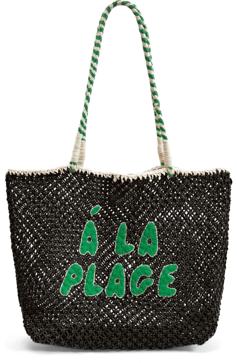 Clare V. L
Étè Tote, Main, color, Black W/ Green Apple La Plage