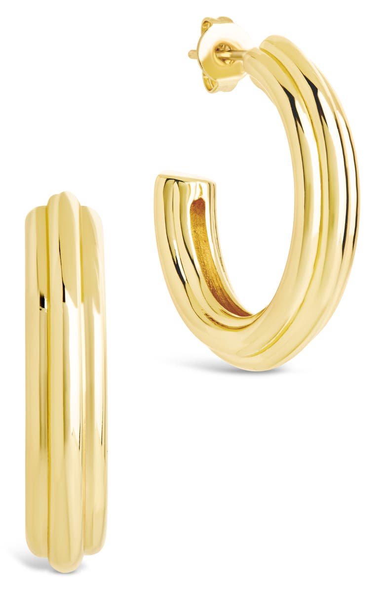 Sterling Forever Allistar Triple Row Tube Hoop Earrings, Main, color, Gold