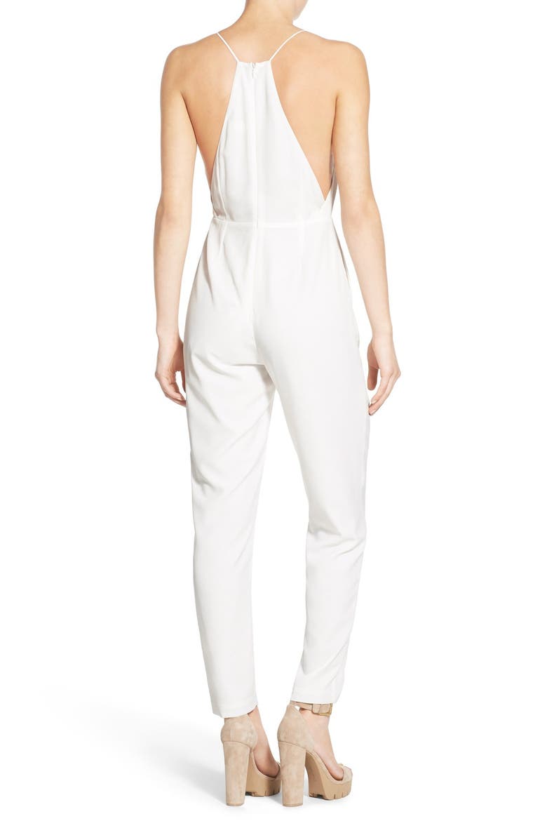 Banded V-Neck Jumpsuit, Alternate, color, WHITE