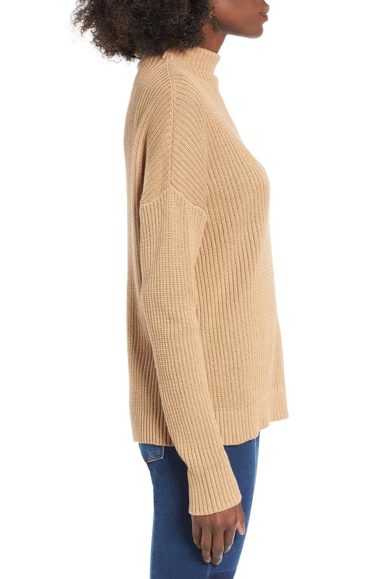 Mock Neck Sweater, Alternate, color, TAN TOFFEE