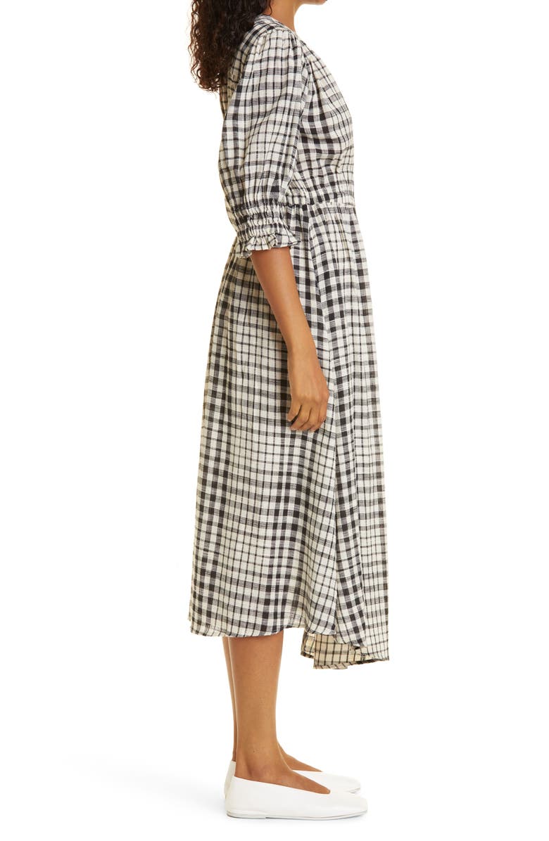 Apiece Apart Lucinda Plaid Cotton Wrap Midi Dress, Alternate, color, 