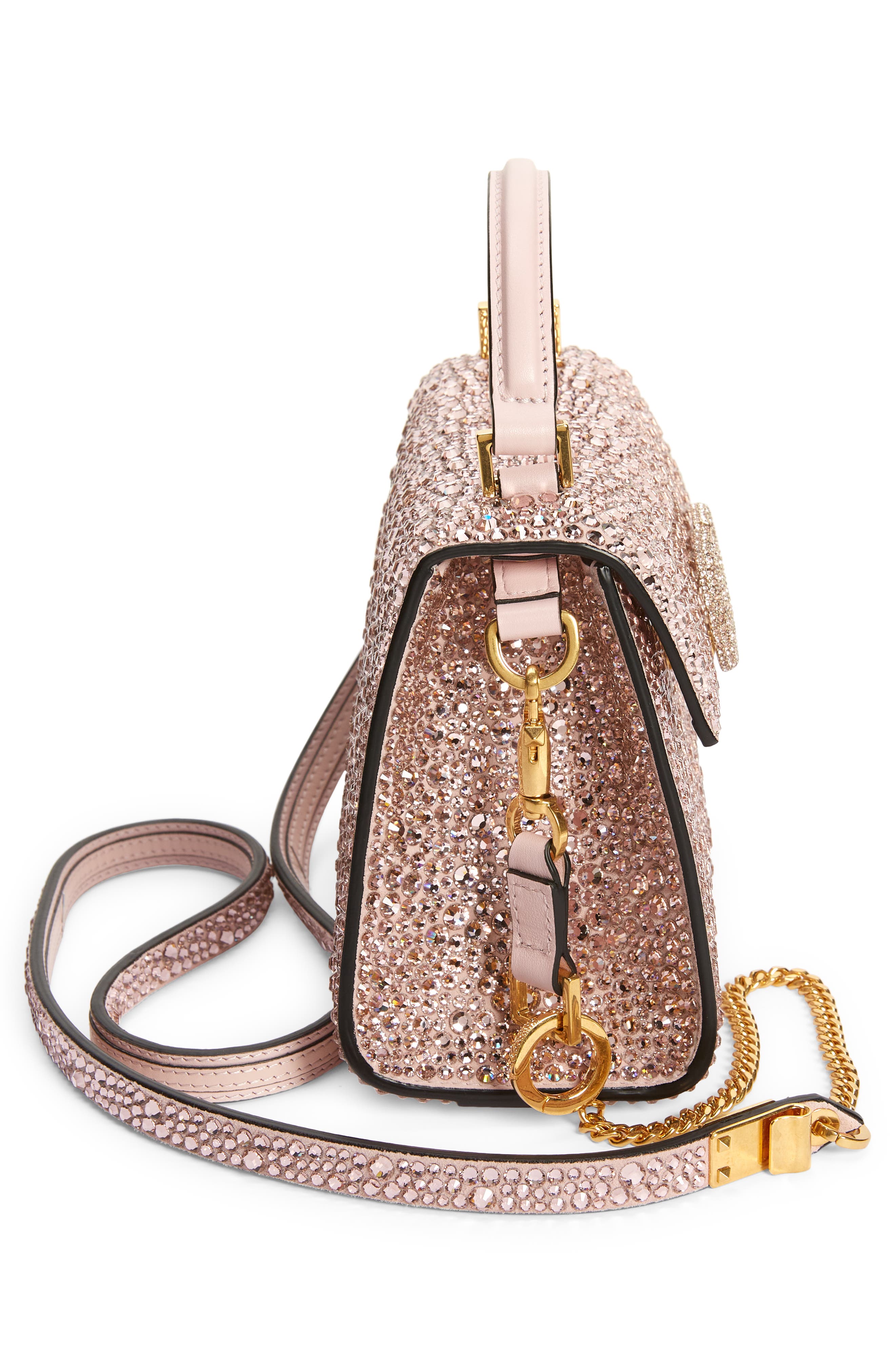 Valentino Garavani Mini VSling Crystal Embellished Top Handle Bag, Alternate, color, 