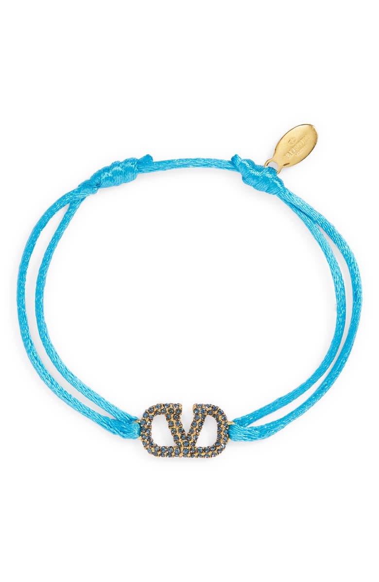 Valentino Garavani Crystal VLOGO Cord Bracelet, Main, color,